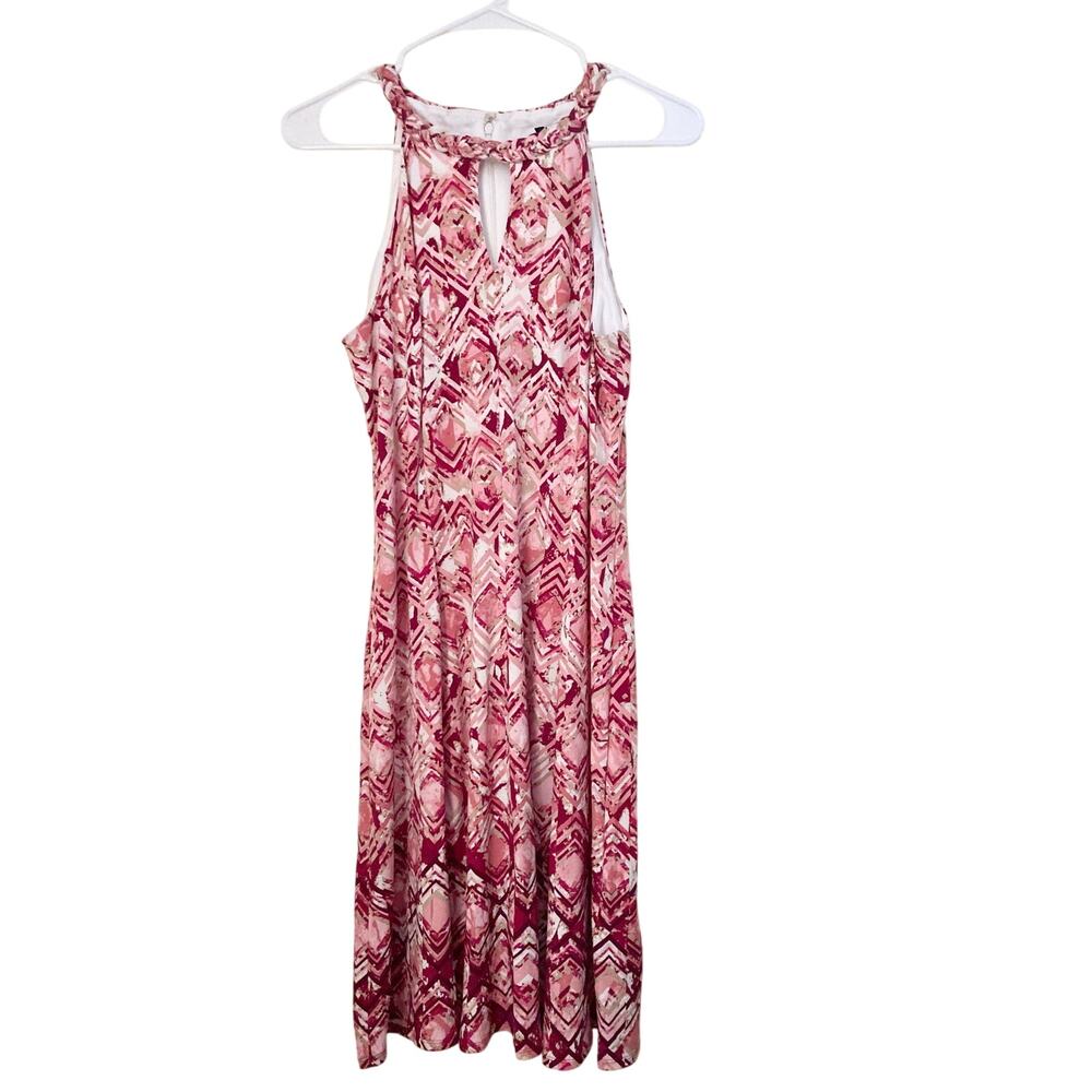 Maggie London Women's Dress Size 12 Pink Purple Braided Collar Sleeveless